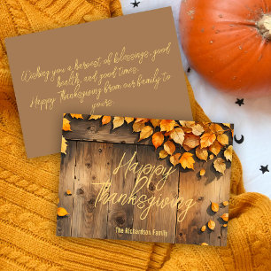 Cartes Pour Fêtes Annuelles Chaleureux et cosy d'automne Rustique part Thanksg