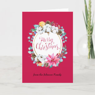 Cartes Pour Fêtes Annuelles Chaleureux et cosy magique Noël Oval Wreath Rouge