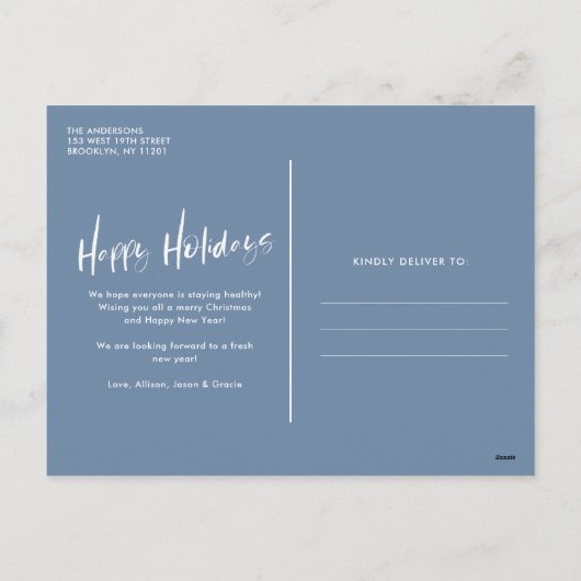 Cartes Pour Fêtes Annuelles Chaleureux Plage Côtière Familiale Photo (Dos)