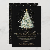 Cartes Pour Fêtes Annuelles Chaleureux Souhaits Chic Gold Script Tree Non Phot (Devant / Derrière)