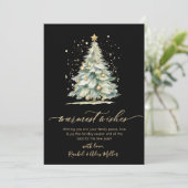 Cartes Pour Fêtes Annuelles Chaleureux Souhaits Chic Gold Script Tree Non Phot (Debout devant)