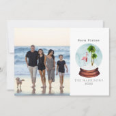 Cartes Pour Fêtes Annuelles Chaleureux souhaits Flamant rose Neige Globe Photo (Devant)