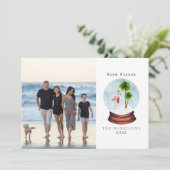 Cartes Pour Fêtes Annuelles Chaleureux souhaits Flamant rose Neige Globe Photo (Debout devant)