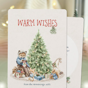 Cartes Pour Fêtes Annuelles Chaleureux souhaits Nostalgique Noël Animaux Aquar