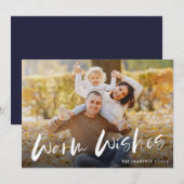 Cartes Pour Fêtes Annuelles Chaleureux souhaits Photo Noël (Devant / Derrière)