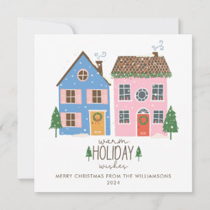 Cartes Pour Fêtes Annuelles Chaleureux Vacances Personnalisées Cosy Village D'