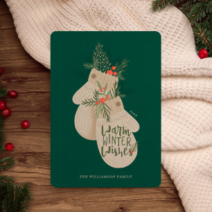 Cartes Pour Fêtes Annuelles Chaleureux voeux d'hiver Festif Noël Mittens
