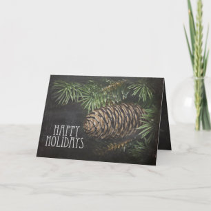 Cartes Pour Fêtes Annuelles Chalk Board Pine Cone Rustique