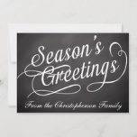 Cartes Pour Fêtes Annuelles Chalkboard<br><div class="desc">Slate gray chalkboard with erased effect,  and white swirly text with "Season's Greetings",  Reminiscent of the classroom blackboard with a touch of class and elegant style.</div>