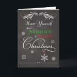 Cartes Pour Fêtes Annuelles Chalkboard - Ayez-vous un joyeux et un Christ bril<br><div class="desc">Carte de vacances en damier branchée avec des flocons de neige et "Ayez-vous un Joyeux Noël brillant" sur le devant...  Conçu par Simply Put by Robn; graphisme de Free Photoshop Org</div>