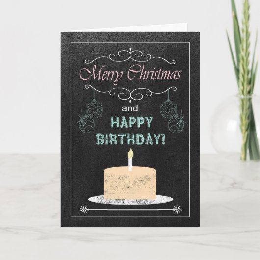 Cartes Pour Fêtes Annuelles Chalkboard Birthday on Christmas (Devant)