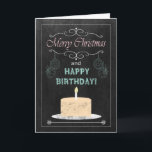 Cartes Pour Fêtes Annuelles Chalkboard Birthday on Christmas<br><div class="desc">La carte du Christ Chalkboard Christmas Birthday Card for family or friends. Fonctions a chalkboard,  ornaments et a Birthday Cake. (Card is not a real chalkboard or chalk,  it only appears that way) ©2013 Une ambiance créative de cards by Sherry Harris</div>