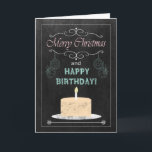 Cartes Pour Fêtes Annuelles Chalkboard Birthday on Christmas<br><div class="desc">La carte du Christ Chalkboard Christmas Birthday Card for family or friends. Fonctions a chalkboard,  ornaments et a Birthday Cake. (Card is not a real chalkboard or chalk,  it only appears that way) ©2013 Une ambiance créative de cards by Sherry Harris</div>