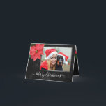 Cartes Pour Fêtes Annuelles Chalkboard Botanique Joyeux Noël Photo<br><div class="desc">Elégante Poinsettia avec Chalkboard arrière - plan et Cadres d'argent Noël Carte de vacances que vous pouvez customiser avec votre propre nom et photos. Veuillez remplacer les photos par les vôtres. Photo avec l'aimable autorisation de https://pixabay.com/es/users/yamabsm-1300729/</div>