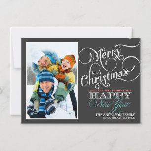 Cartes Pour Fêtes Annuelles Chalkboard Christmas Holiday Photo Flat Card