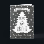 Cartes Pour Fêtes Annuelles Chalkboard Cousin & Family Joyeux Noël Card<br><div class="desc">Joyeuse carte de voeux de Noël pour votre cousin et sa famille avec un motif rustique,  un arbre de Noël et des flocons de neige. Souhaitez bien à la famille de votre cousin cette saison de vacances avec cette carte de voeux élégante.</div>