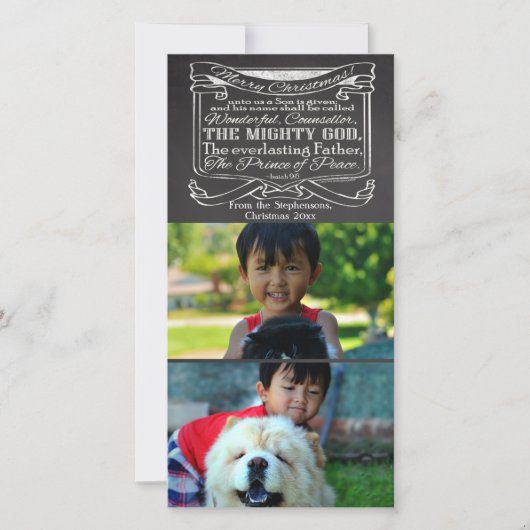 Cartes Pour Fêtes Annuelles Chalkboard Écriture Christian Noël 2 Pic (Devant)