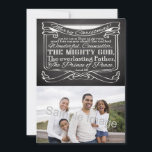 Cartes Pour Fêtes Annuelles Chalkboard Écriture Noël<br><div class="desc">Personnalisez cet article de Noël Bible Verse avec Écriture de Passage d'Ésaïe 9:6... Un Fils nous est donné : Et son nom sera appelé Merveilleux, Conseiller, LE DIEU PUISSANT, Le Père éternel, Le Prince de la Paix. ~Isaïe 9:6 Tableau noir et gris foncé avec un texte blanc graphique fait un...</div>