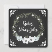 Cartes Pour Fêtes Annuelles Chalkboard Floral Wreath Joyeux Nouvel An allemand (Devant)