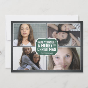 Cartes Pour Fêtes Annuelles Chalkboard Green Framed Holiday Photo Card