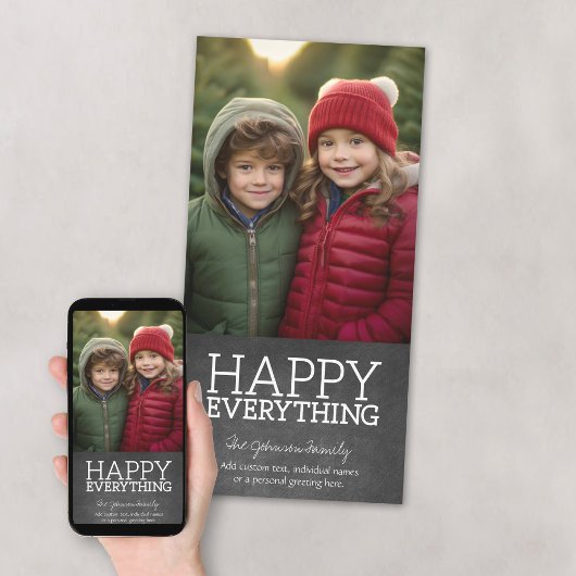 Cartes Pour Fêtes Annuelles Chalkboard - Happy Everything One Vertical Photo