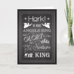 Cartes Pour Fêtes Annuelles Chalkboard Hark<br><div class="desc">Chalkboard Christian Christmas card with the song,  Hark ! Le chant du Herald Angels,  with angels,  north star,  swirls,  et la three wise. Give this trendy card to the Christian in your life to celebrate the birth of Jesus Christ.</div>