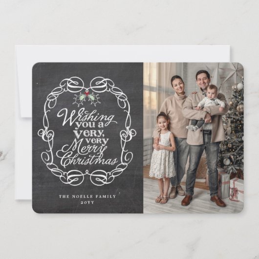 Cartes Pour Fêtes Annuelles Chalkboard Mistletos Script Joyeux Noël Photo (Devant)