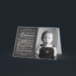 Cartes Pour Fêtes Annuelles Chalkboard photo personnalisée Noël rempli de joie<br><div class="desc">Ajoutez votre propre photo à cette carte de Noël en damier branchée qui dit : Que votre Noël soit rempli de Joie,  Paix,  Espoir,  Famille,  Amour et plein de Souvenirs heureux. Dessiné par Simply Put by Robin; ornements en haut et en bas par Free Photoshop Org.</div>