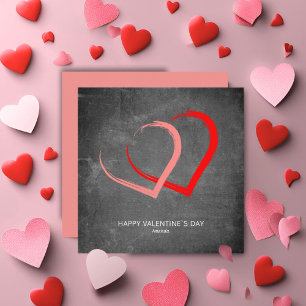 Cartes Pour Fêtes Annuelles Chalkboard Pink Red Hearts Modern Valentine`s day