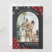 Cartes Pour Fêtes Annuelles Chalkboard Red En vichy Plaid Photo Noël (Devant)