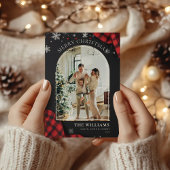 Cartes Pour Fêtes Annuelles Chalkboard Red En vichy Plaid Photo Noël