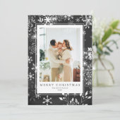 Cartes Pour Fêtes Annuelles Chalkboard Snowflake Cadre photo Noël (Debout devant)
