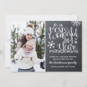 Cartes Pour Fêtes Annuelles Chalkboard Snowflake Joyeux Noël Photo | (Devant)