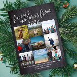 Cartes Pour Fêtes Annuelles Chalkboard Souvenirs favoris Collage photo annuel<br><div class="desc">La Carte de Vacances Collage de Photo Favorite est la façon idéale de célébrer votre année en revue avec une touche personnalisée et élégante. Cette carte de vacances comprend un arrière - plan et un modèle photo de tableau noir pour 10 photos, qui présente une grille photo de 9 images...</div>