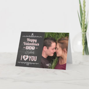 Cartes Pour Fêtes Annuelles Chalkboard Valentine personnalisée photo / nom I H
