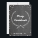 Cartes Pour Fêtes Annuelles Chalkboard Vintage Joyeux Noël Folio Wreath<br><div class="desc">Carte de Noël propre et simple avec une couronne de Noël feuillue dans un cadre de flocon de neige. Disponible sous forme de carte à plat,  carte pliée et carte postale. Souhaitez-vous à tous un Joyeux Noël et Bonne Année!</div>