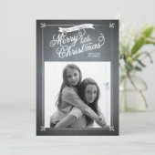 Cartes Pour Fêtes Annuelles Chalkboard White Mistletoe Photo Card (Debout devant)