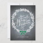 Cartes Pour Fêtes Annuelles Chalkboard Wreath Green Ribbon Holiday Card<br><div class="desc">La This Rustic Chalkboard Holiday card est idéale pour un yet nostalgic yet moderne holiday greeting and est un hôtel design exclusively for Zazzle. Printed green ribbon acco accentuation adorns the holiday cruath with white script typography. Add an Envelopments Holiday Stamp from our extensive postage collection to match parfaite with...</div>