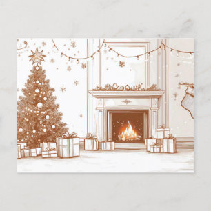 Cartes Pour Fêtes Annuelles Chambre de Noël confortable avec cheminée, arbre e