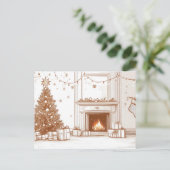 Cartes Pour Fêtes Annuelles Chambre de Noël confortable avec cheminée, arbre e (Debout devant)