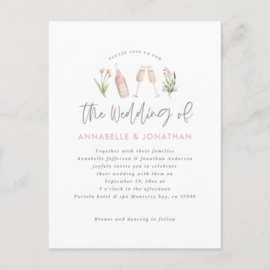 Cartes Pour Fêtes Annuelles Champagne florale fleur sauvage script moderne (Devant)