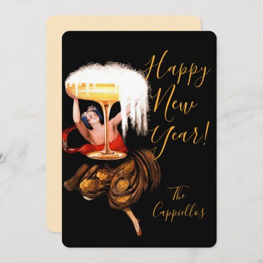 Cartes Pour Fêtes Annuelles Champagne Toast New Year (Devant / Derrière)