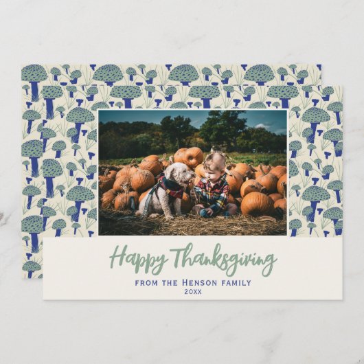Cartes Pour Fêtes Annuelles Champignon bon thanksgiving Automne automne photo (Devant / Derrière)