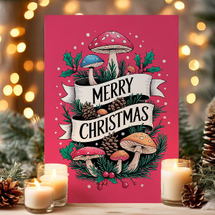 Cartes Pour Fêtes Annuelles Champignon Fantaisiste Joyeux Noël Rose