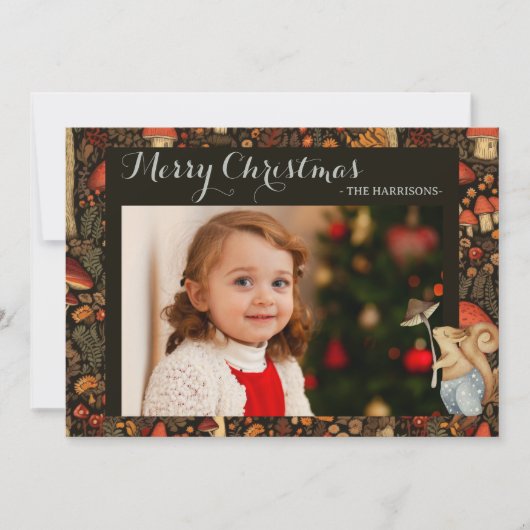 Cartes Pour Fêtes Annuelles Champignons Bois Forêt animale Noël (Devant)