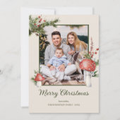 Cartes Pour Fêtes Annuelles Champignons rustiques en bois Photo de Noël (Devant)