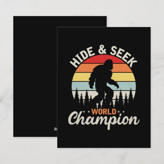 Cartes Pour Fêtes Annuelles Champion du Monde de Cache-Cache Bigfoot (Devant / Derrière)