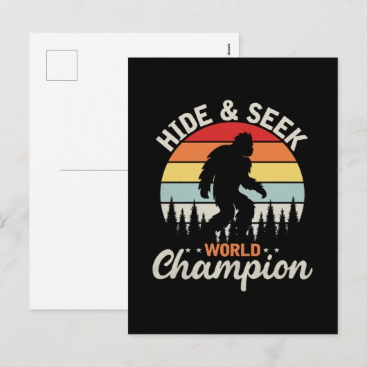 Cartes Pour Fêtes Annuelles Champion du Monde de Cache-Cache de Bigfoot (Devant / Derrière)