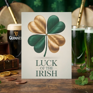 Cartes Pour Fêtes Annuelles Chance de Trèfle d'Or Irlandais Design Chanceux