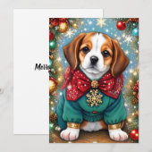Cartes Pour Fêtes Annuelles Chandail de Noël beagle Dog (Devant / Derrière)